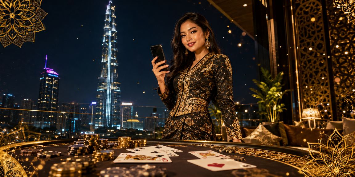 Pemain poker berbaju Melayu menggunakan tip pertaruhan di Kuala Lumpur